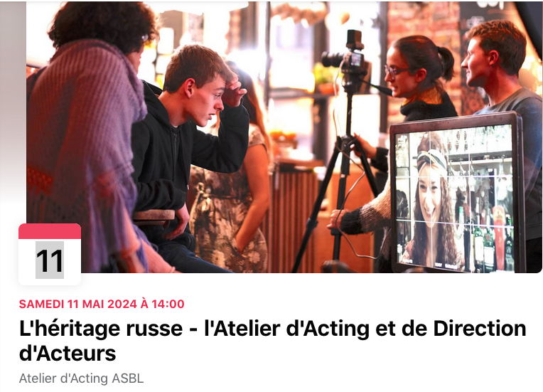Bannière Facebook. L|héritage russe - Atelier d|Acting et de Direction d|Acteurs par Beatriz Flores Silva. 2024-05-11